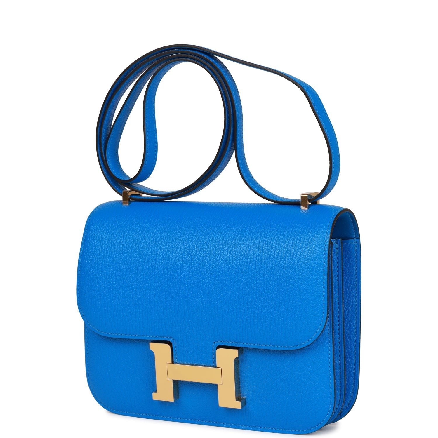 Hermès Constance 18 Bleu Hydra Chevre Gold Hardware