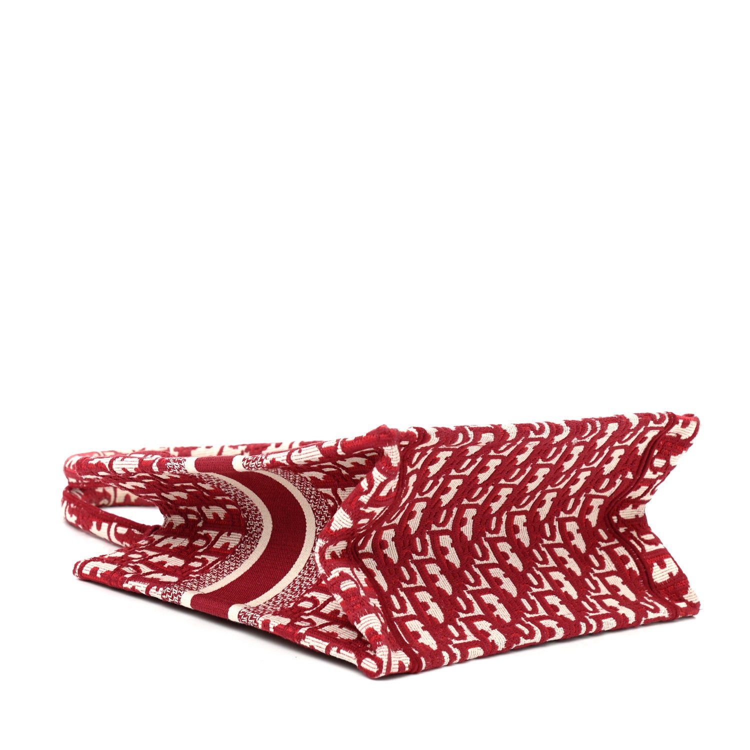 CHRISTIAN DIOR Oblique Small Book Tote Burgundy Multicolor