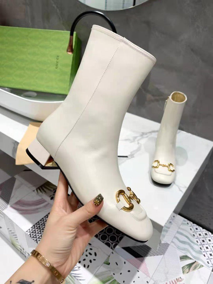 G mid-heel ankle boot with Horsebit