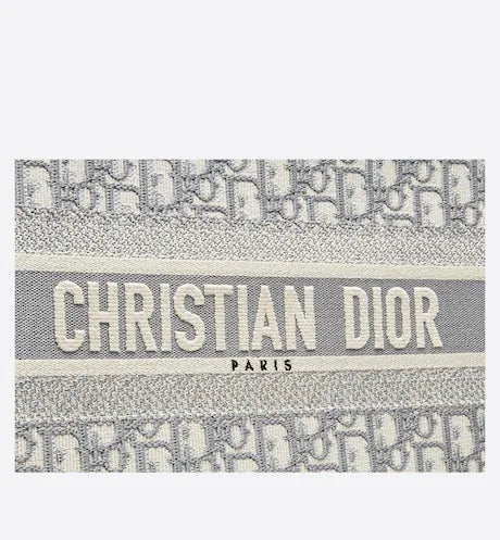 MEDIUM DIOR BOOK TOTE Gray Dior Oblique Embroidery (36 x 27.5 x 16.5 cm)