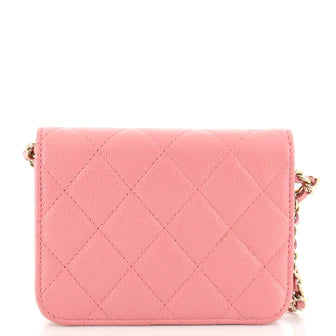 Chanel Classic Flap Card Holder on Chain Quilted Caviar Mini