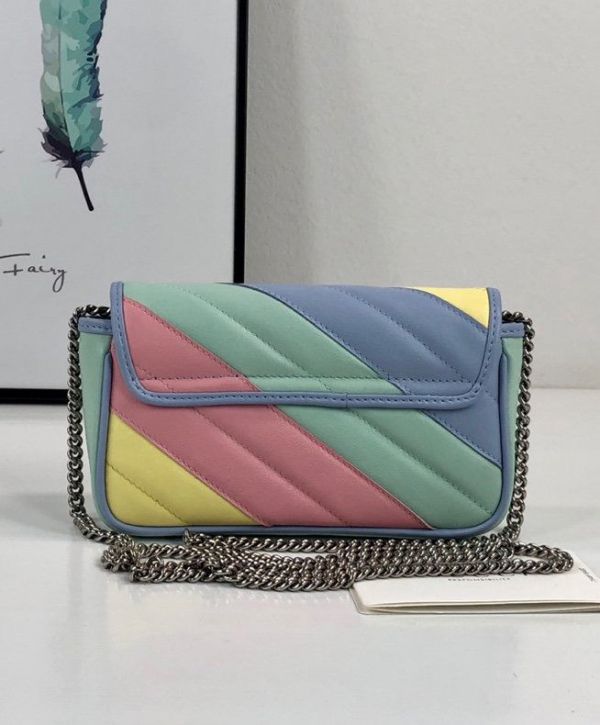 Gucci GG Marmont Super Mini Silver Logo Magnetic Buckle Chian Strap Female Latest Colorful Diagonal Quilted Leather Flap Crossbody Bag