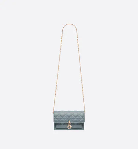 LADY DIOR CHAIN POUCH Cloud Blue Cannage Lambskin