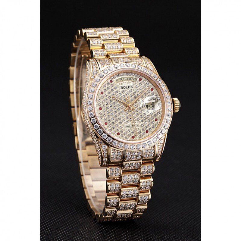 Swiss Rolex Day-Date Diamonds Yellow Gold-SRL185 621615