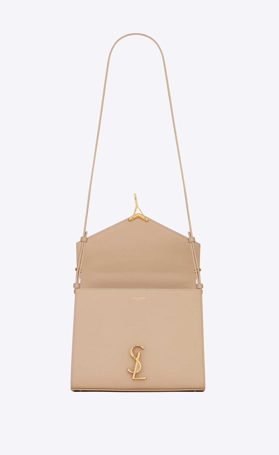 YSL Cassandra Medium Top Handle in Grain de Poudre Embossed Leather