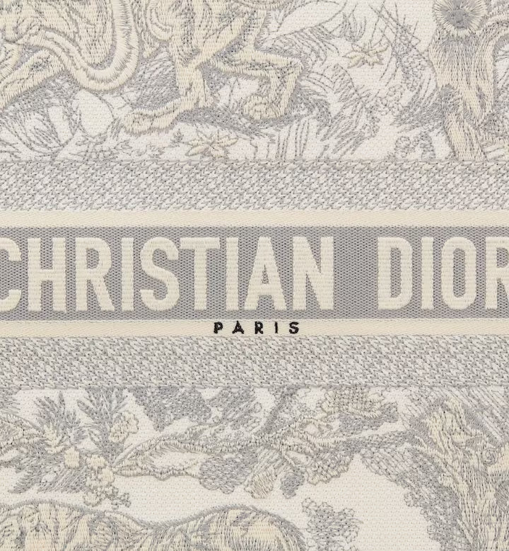 LARGE DIOR BOOK TOTE Gray Toile de Jouy Embroidery (42 x 35 x 18.5 cm)