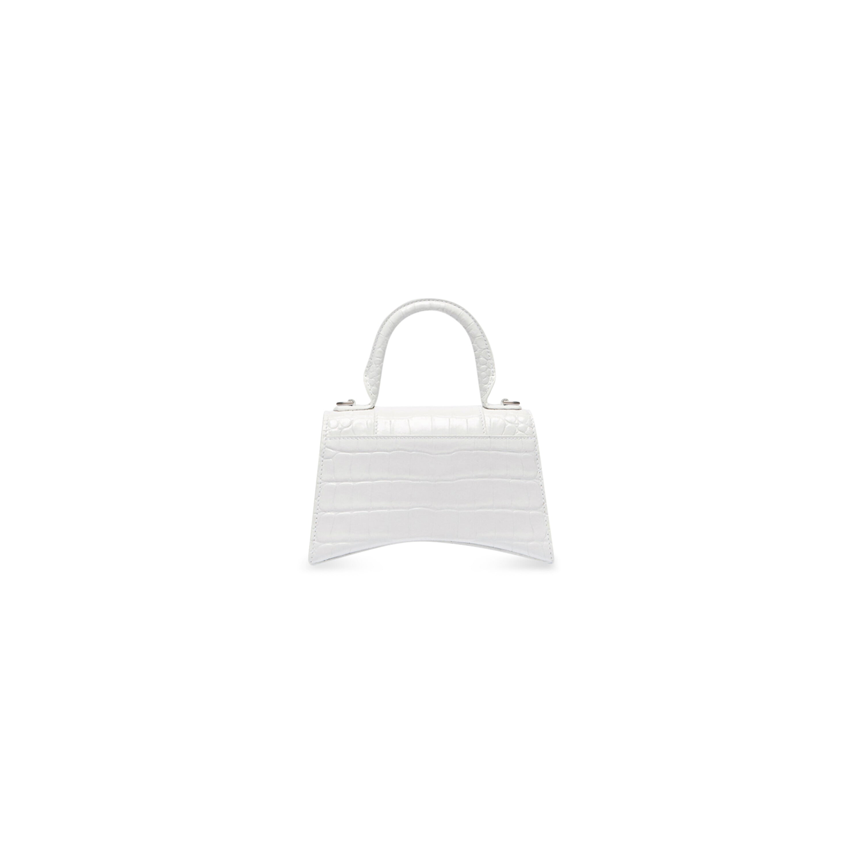 WOMEN'S HOURGLASS XS HANDBAG CROCODILE EMBOSSED IN WHITE