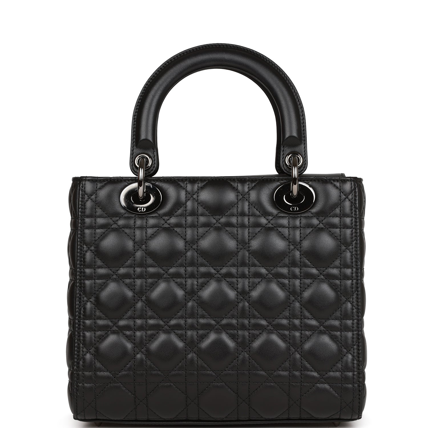 Christian Dior Medium Lady Dior Tote Black Lambskin Ruthenium Hardware