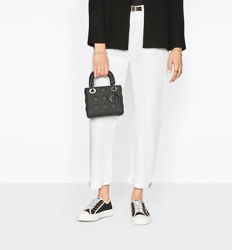 MINI LADY DIOR BAG Black Ultramatte Cannage Calfskin