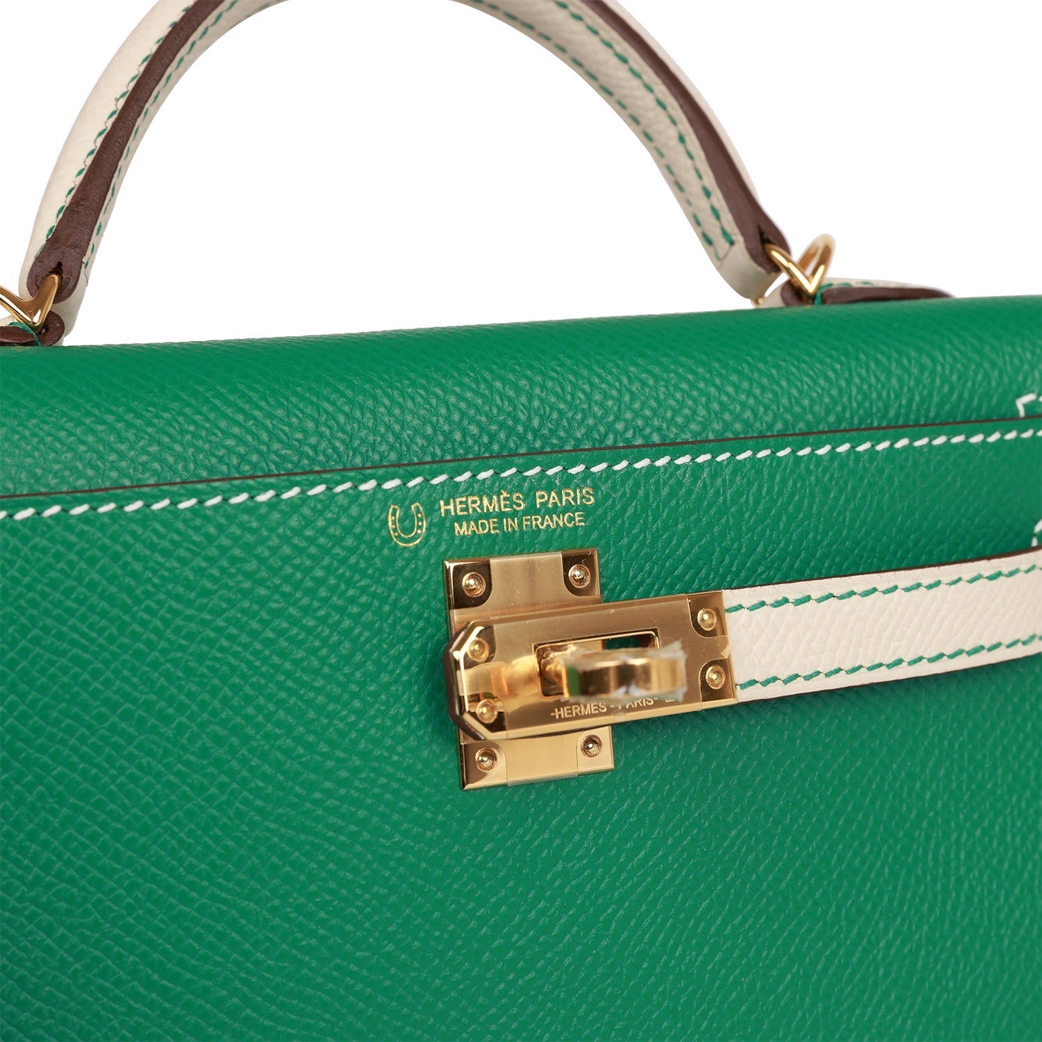 Hermès Special Order (HSS) Kelly Sellier 20 Vert Jade and Craie Epsom Gold Hardware