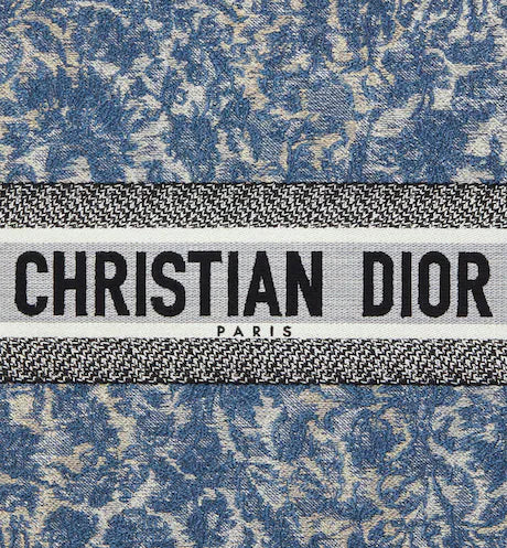 LARGE DIOR BOOK TOTE Blue Dior Brocart Embroidery with Denim Effect (42 x 35 x 18.5 cm)