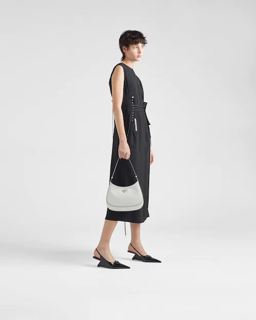 Prada Cleo brushed leather shoulder bag - White/Black