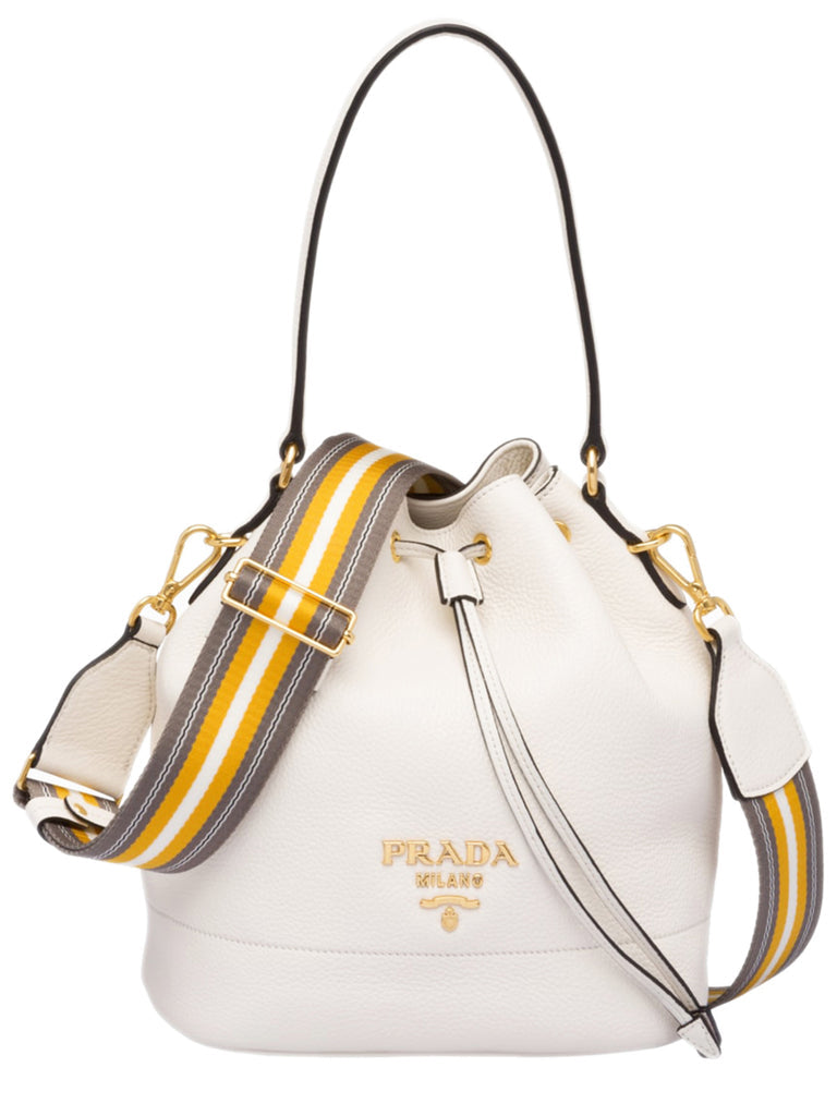 Prada Leather Bucket Bag in White