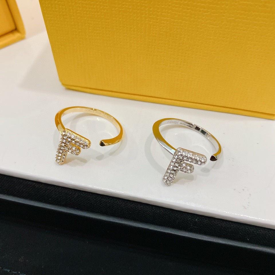 Luxury Letter Rhinestone Gold And Silver ring