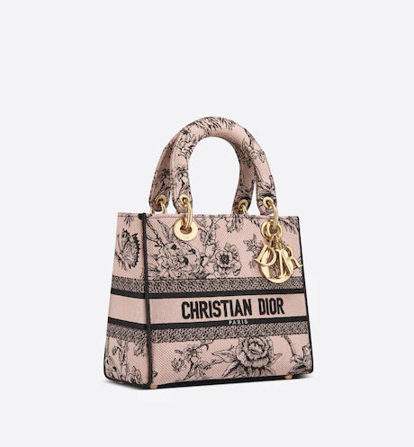 MEDIUM LADY D-LITE BAG Powder Pink Dior Jardin Botanique Embroidery