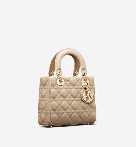 SMALL LADY DIOR MY ABCDIOR BAG Sand-Colored Cannage Lambskin