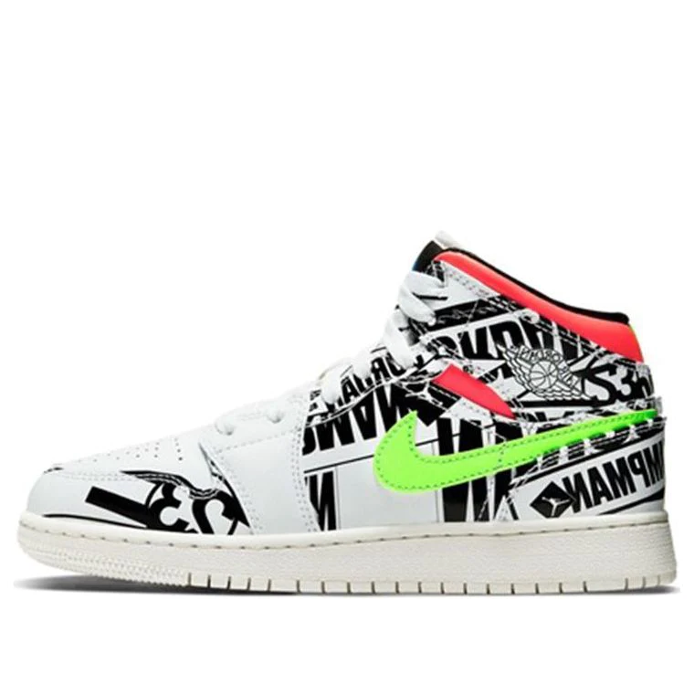 (GS) Air Jordan 1 Mid 'All Over Logos' 554725-143