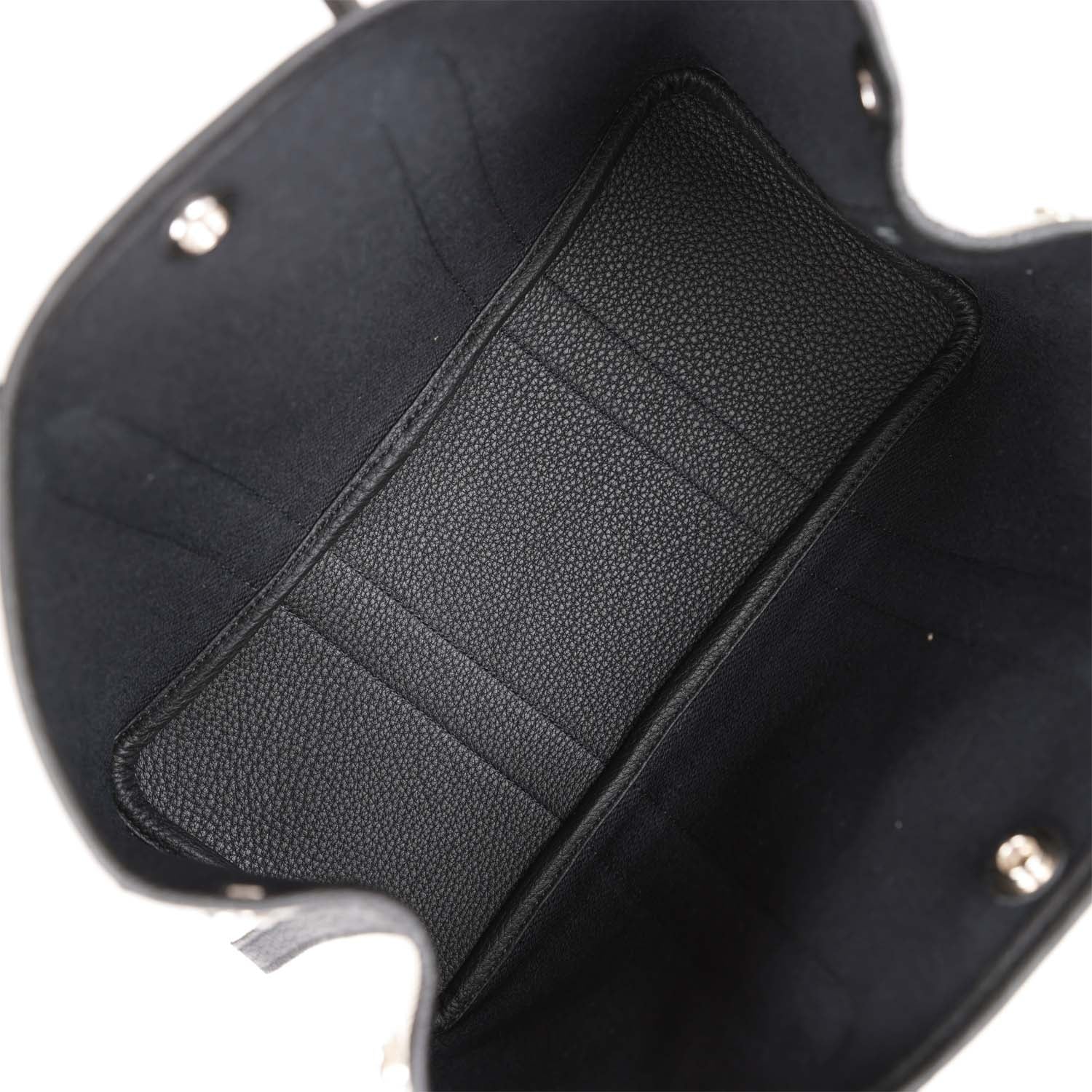 Hermès Garden Party 30 Ecru Toile and Black Negonda Palladium Hardware