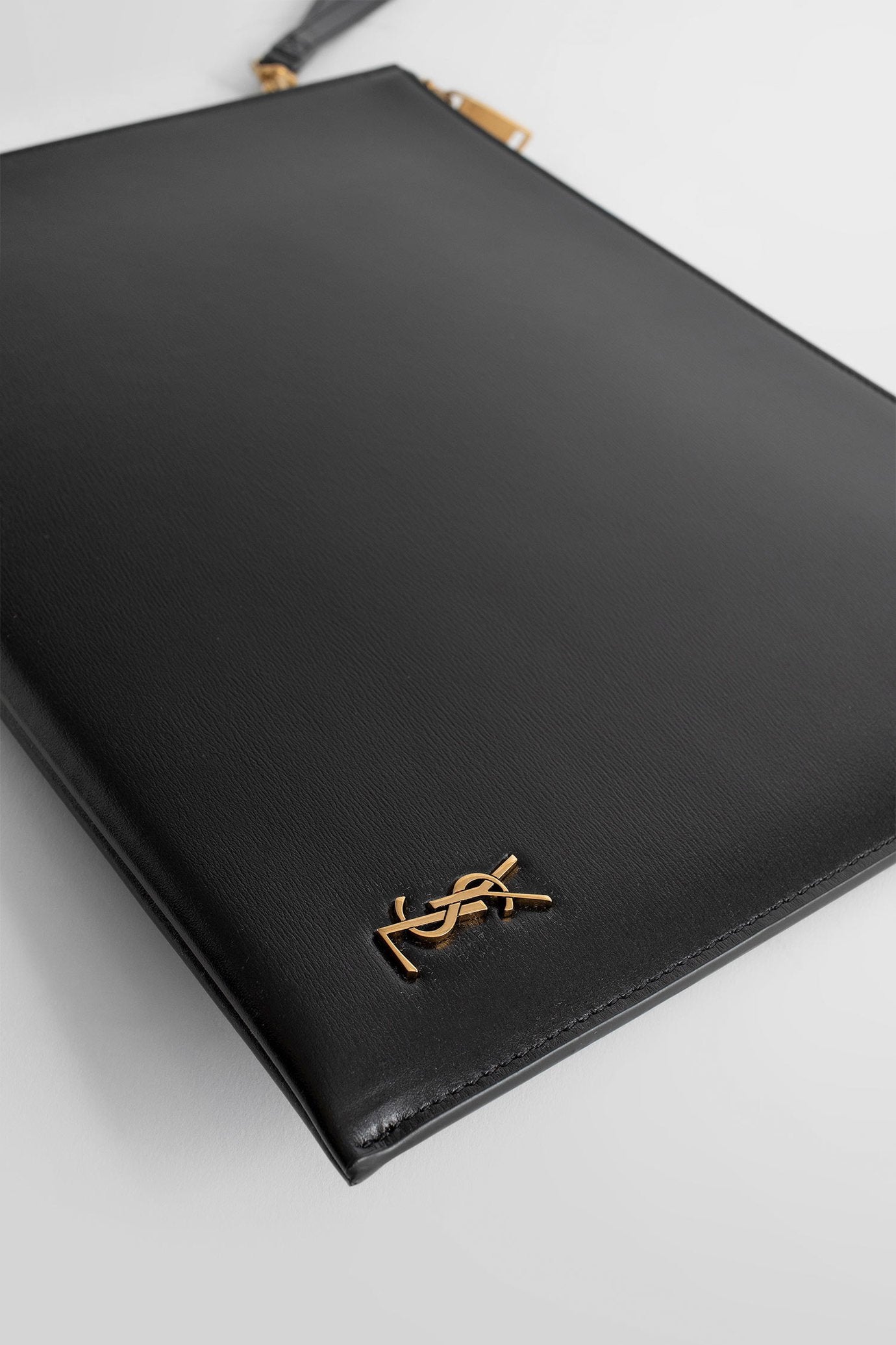 YSL Tiny Cassandre Zip Tablet Holder in Shiny Leather