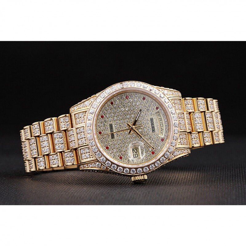 Swiss Rolex Day-Date Diamonds Yellow Gold-SRL185 621615