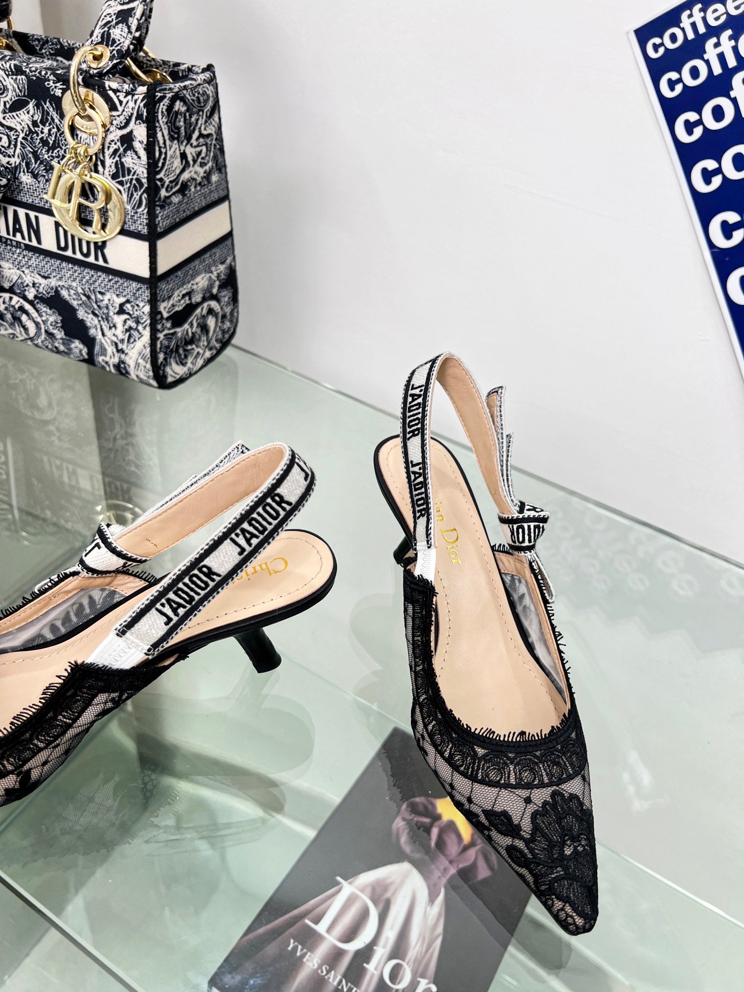 Jacquard Embroidery Lace High Heels