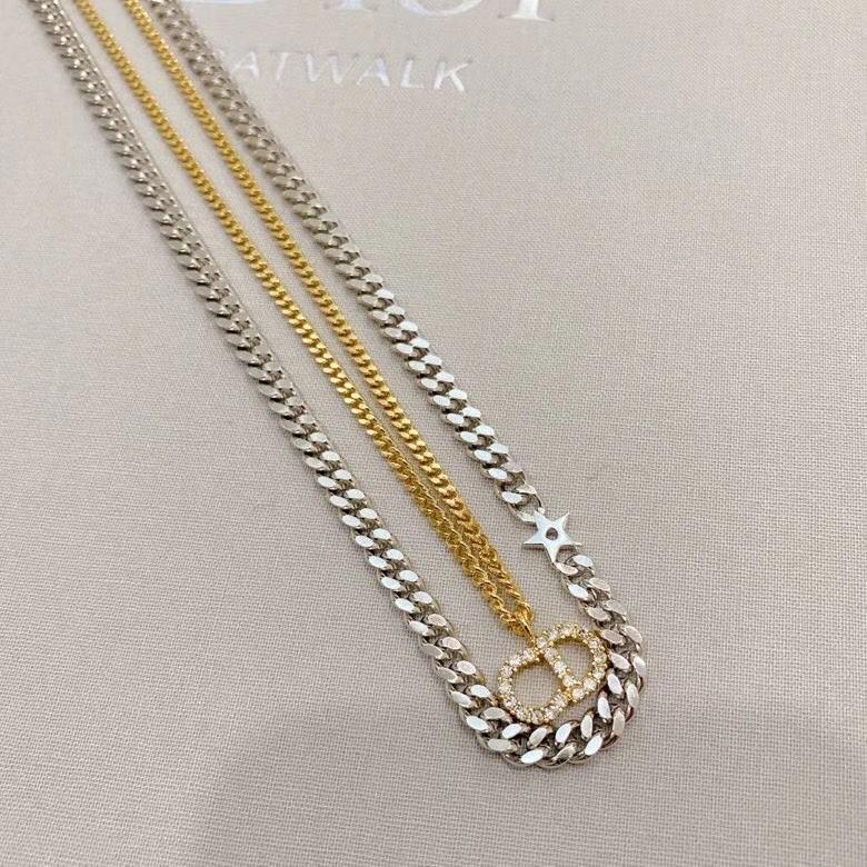 Letters. Stars. Gold And Silver Two-Tone Necklace