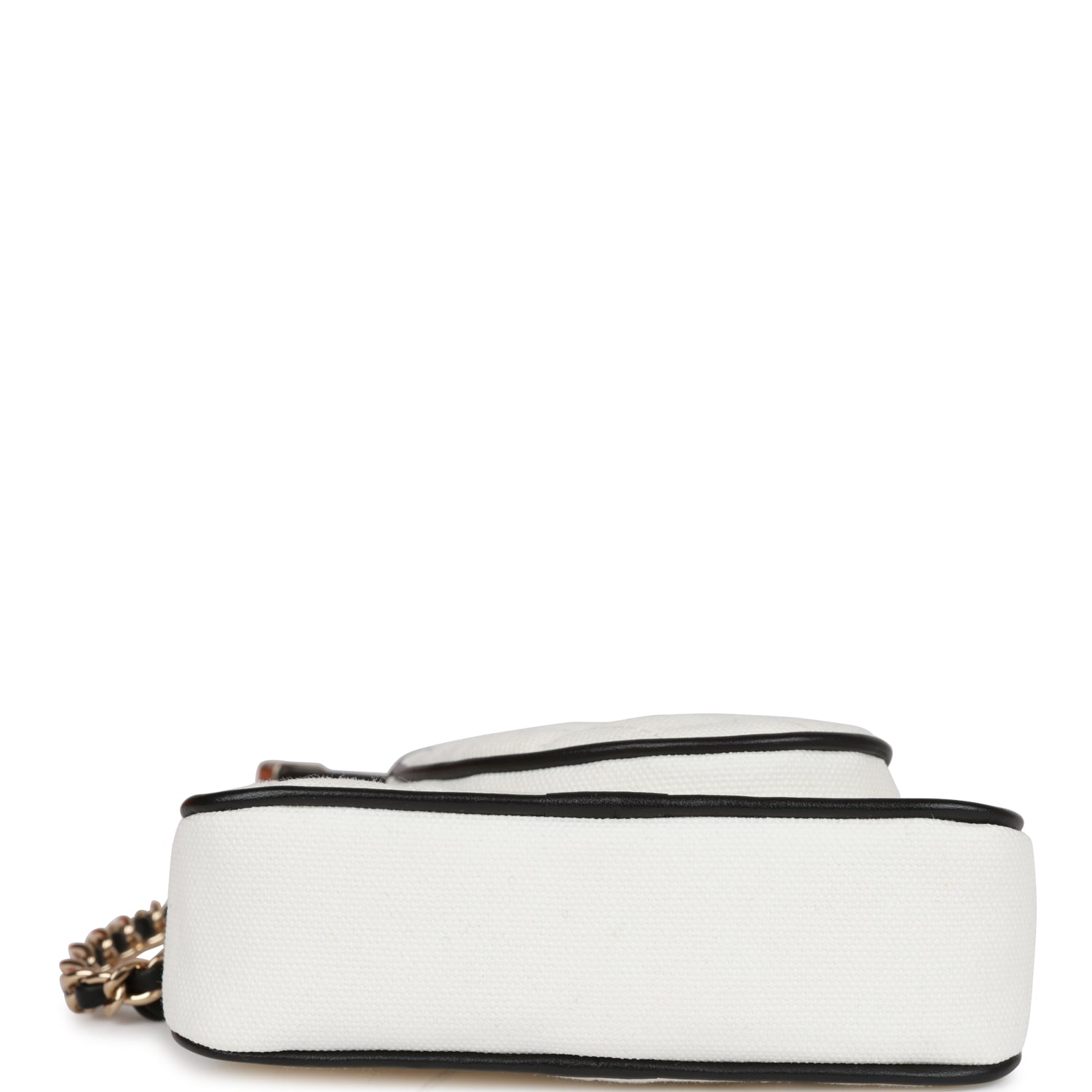 Monte-Carlo Mini Crossbody Tennis Bag White Canvas Light Gold Hardware