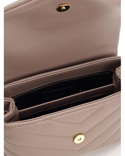 YSL Loulou Toy Bag in Matelasse 'Y' Leather in Greyish Brown