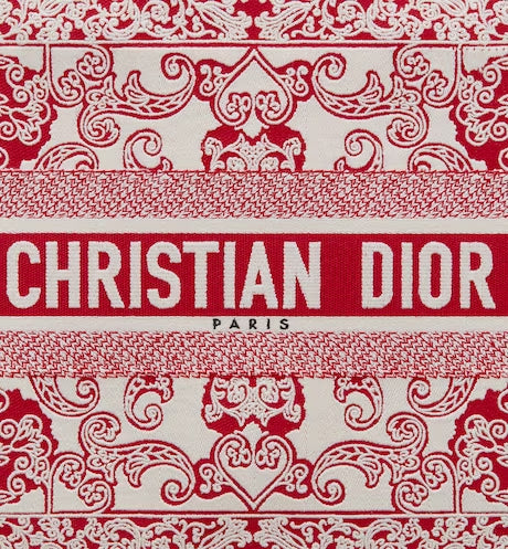 MEDIUM DIOR BOOK TOTE White and Red Dior Bandana Embroidery (36 x 27.5 x 16.5 cm)