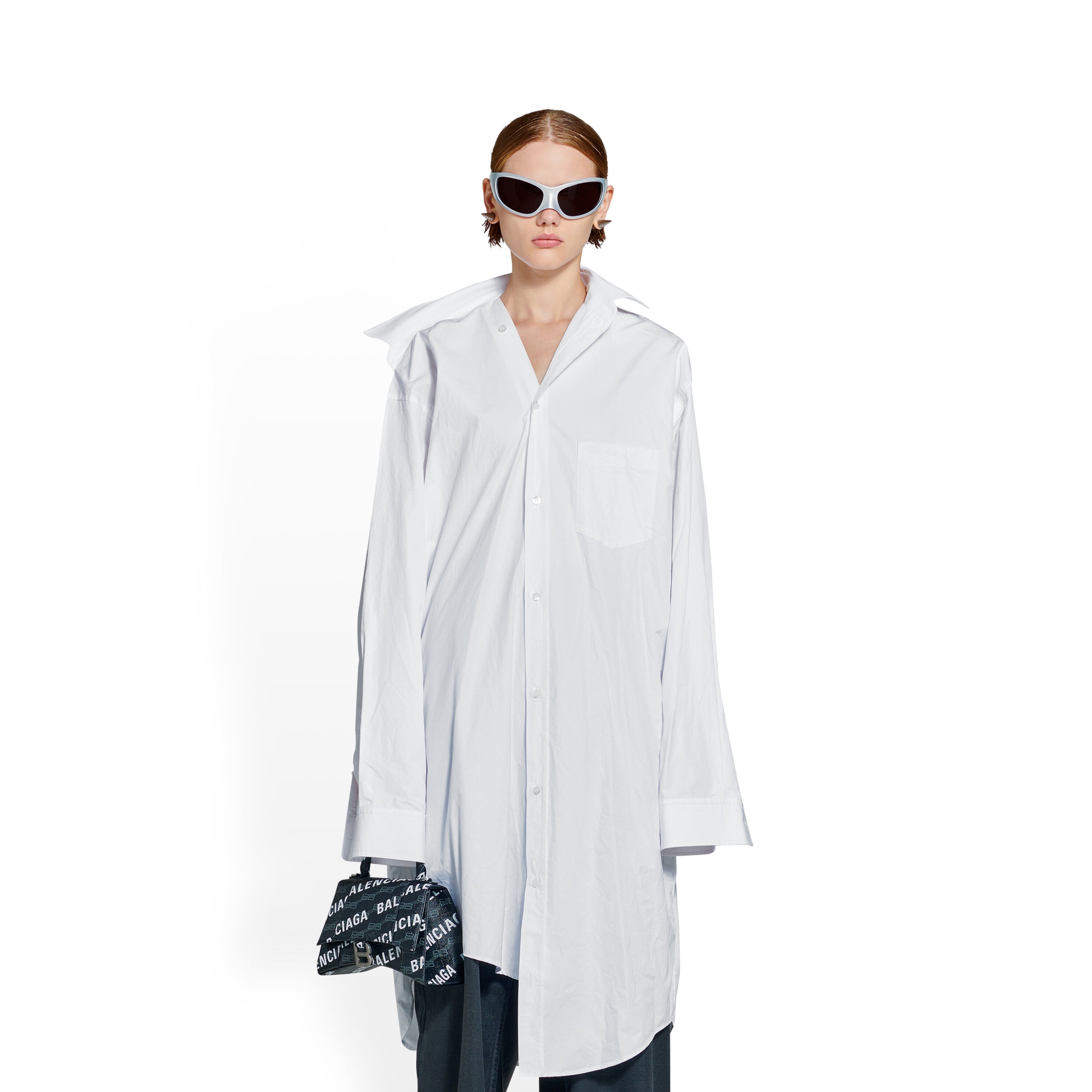 WOMEN'S HOURGLASS SMALL HANDBAG BB MONOGRAM COATED CANVAS AND ALLOVER LOGO IN BLACK