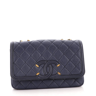 Chanel Filigree Flap Bag Quilted Caviar Small