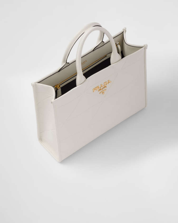 Prada Medium leather Symbole bag with topstitching - White