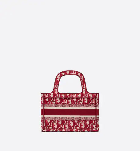 MINI DIOR BOOK TOTE Burgundy Dior Oblique Embroidery (22.5 x 15 x 6 cm)