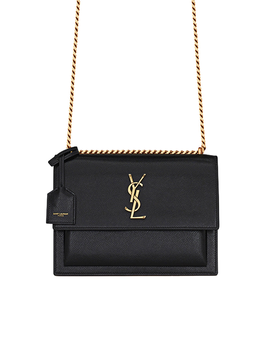 YSL Sunset Medium Chain Bag In Coated Bark Leather