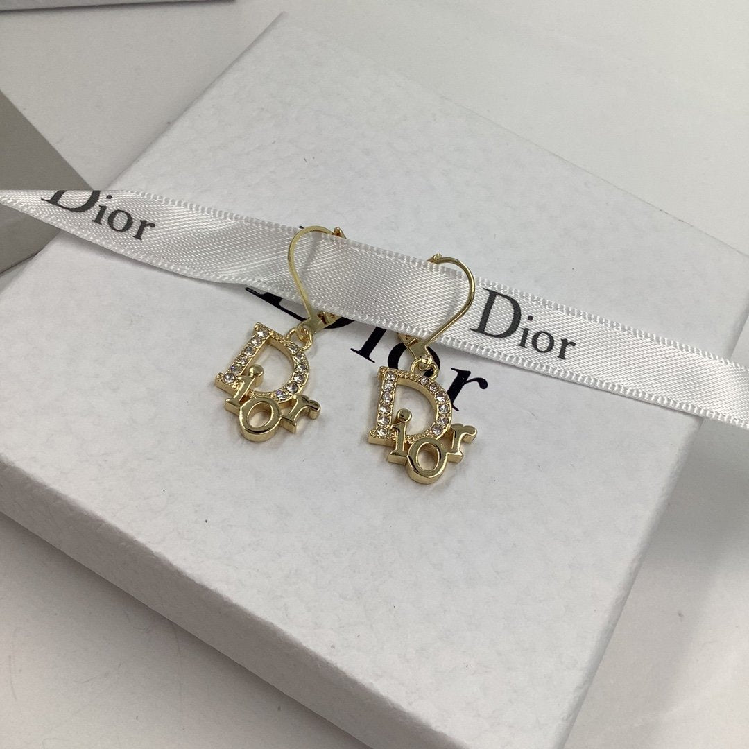 Fashion Rhinestone Letter Pendant Earrings