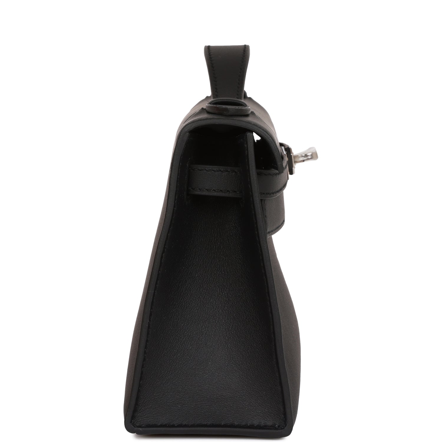 Hermès Kelly Pochette Black Swift Palladium Hardware