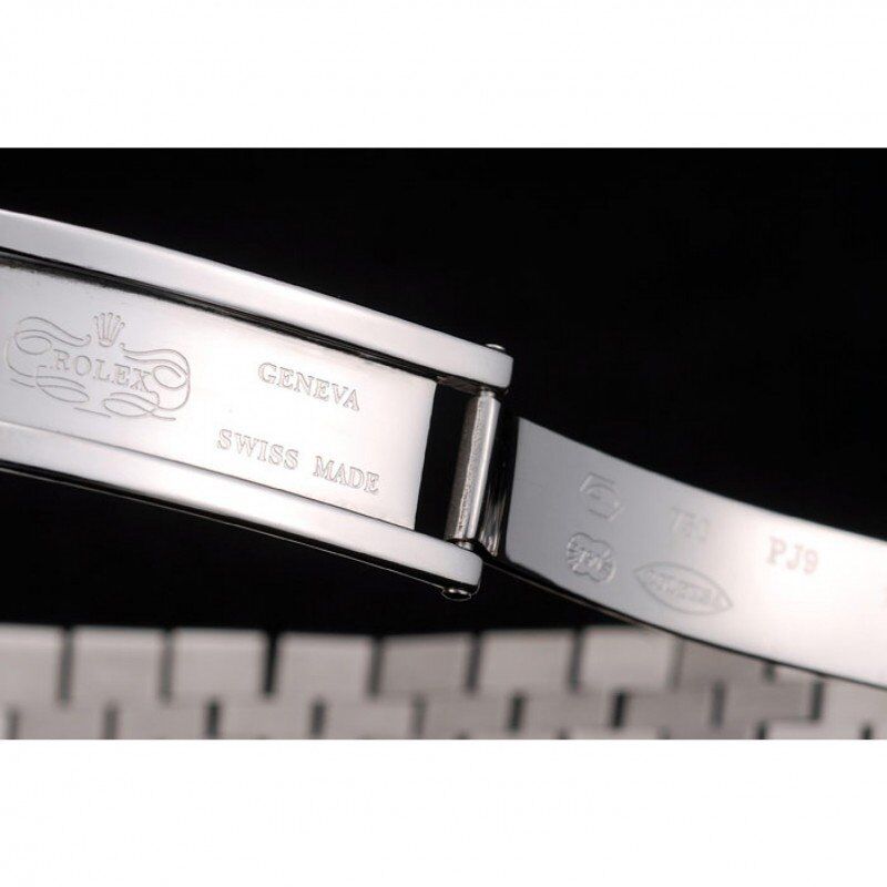 Swiss Rolex DateJust Stainless Steel Ribbed Bezel Flower Silver Dial 42001