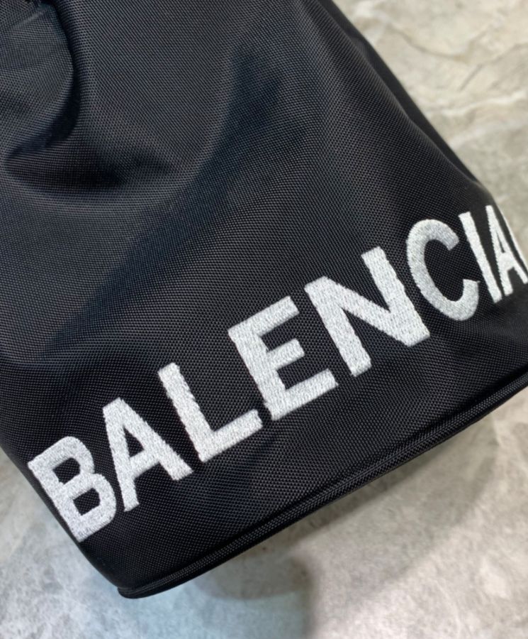 Balenciaga Wheel XS Drawstring Bucket Black