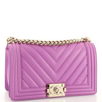 Chanel Boy Flap Bag Chevron Calfskin Old Medium