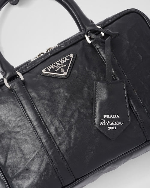 Prada Medium antique nappa leather top handle bag - Black