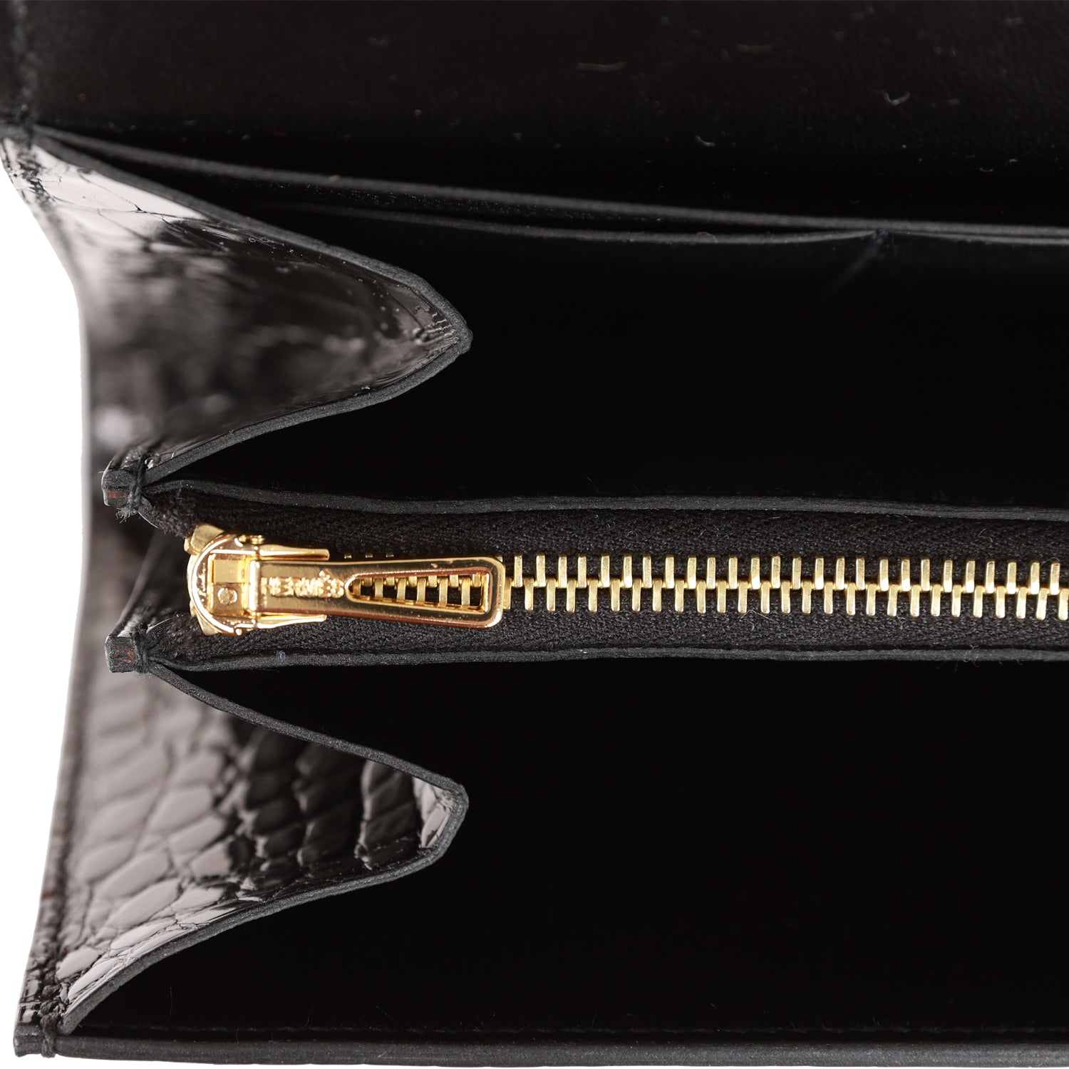 Hermès Constance Compact Wallet Black Shiny Alligator Rose Gold Hardware