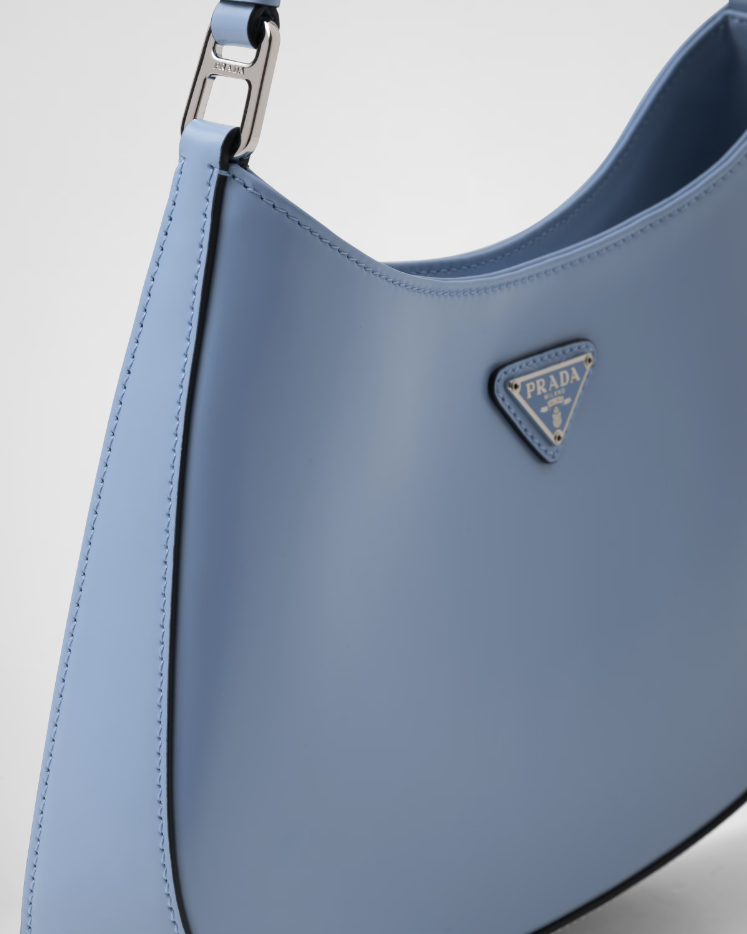 Prada Cleo brushed leather shoulder bag - Celeste
