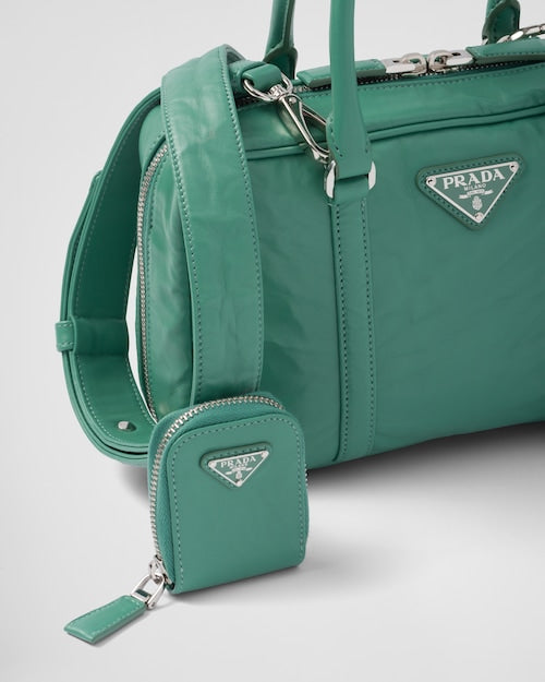 Prada Medium antique nappa leather top handle bag - Sage Green