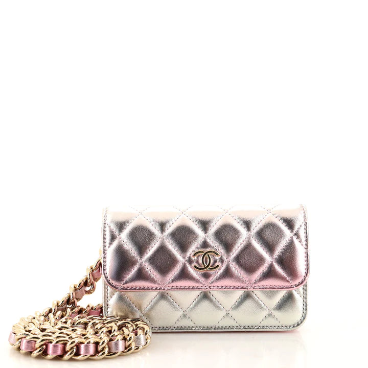 Coco Punk Chain Clutch Quilted Gradient Metallic Lambskin