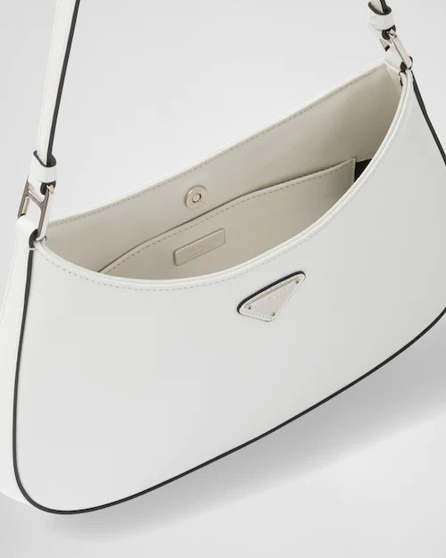 Prada Cleo brushed leather shoulder bag - White/Black