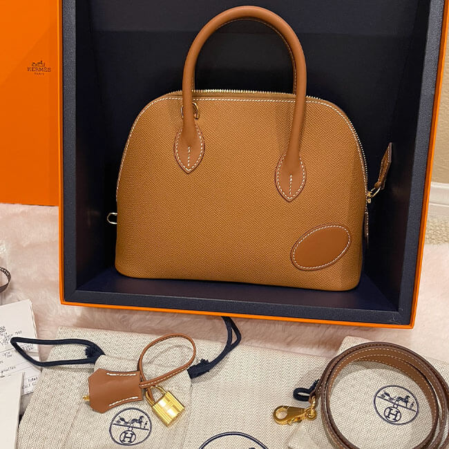 Hermès 1923 Bolide 25 en Desordre Gold Epsom Gold Hardware