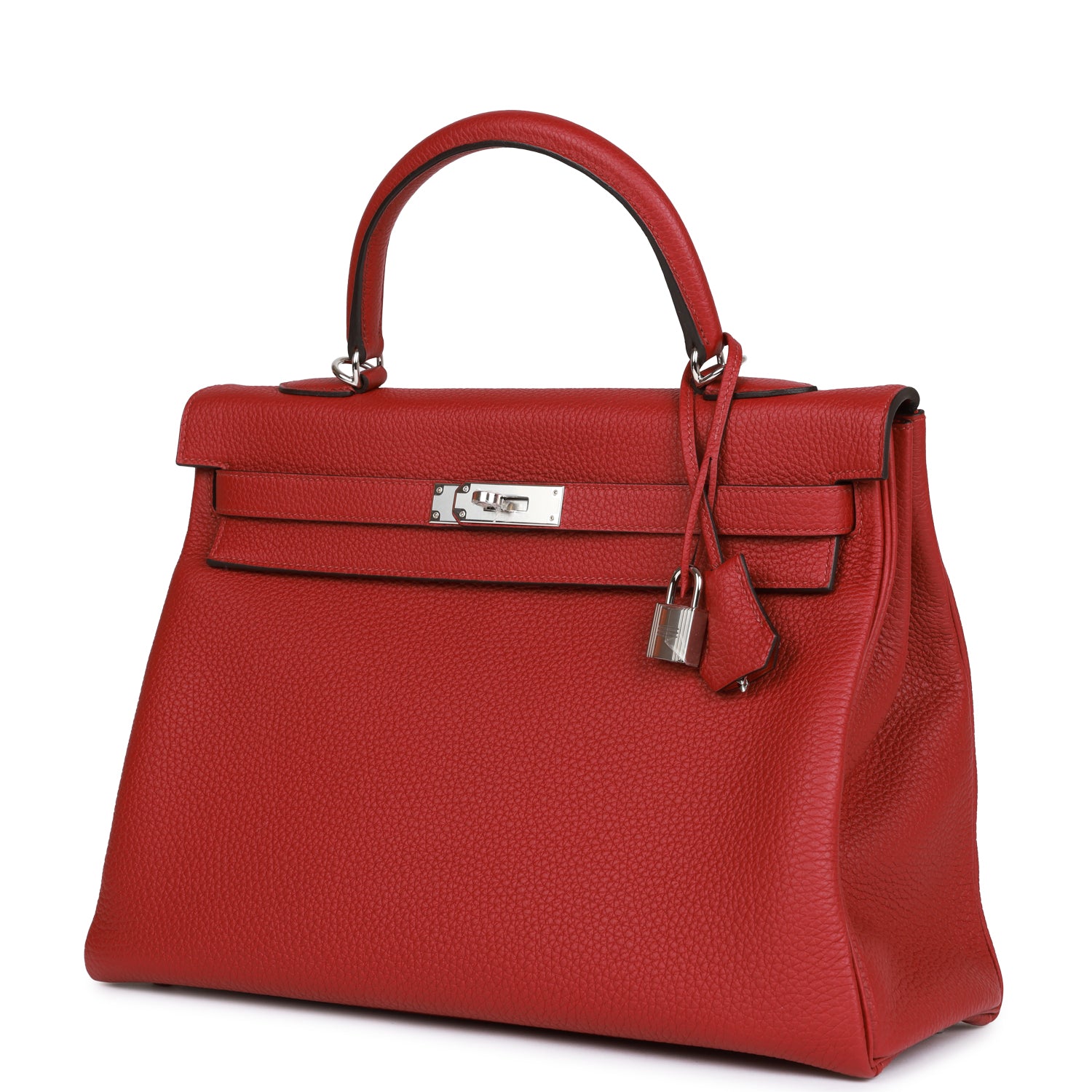 Hermès Special Order (HSS) Kelly Retourne 35 Rouge Grenat Verso Togo Palladium Hardware