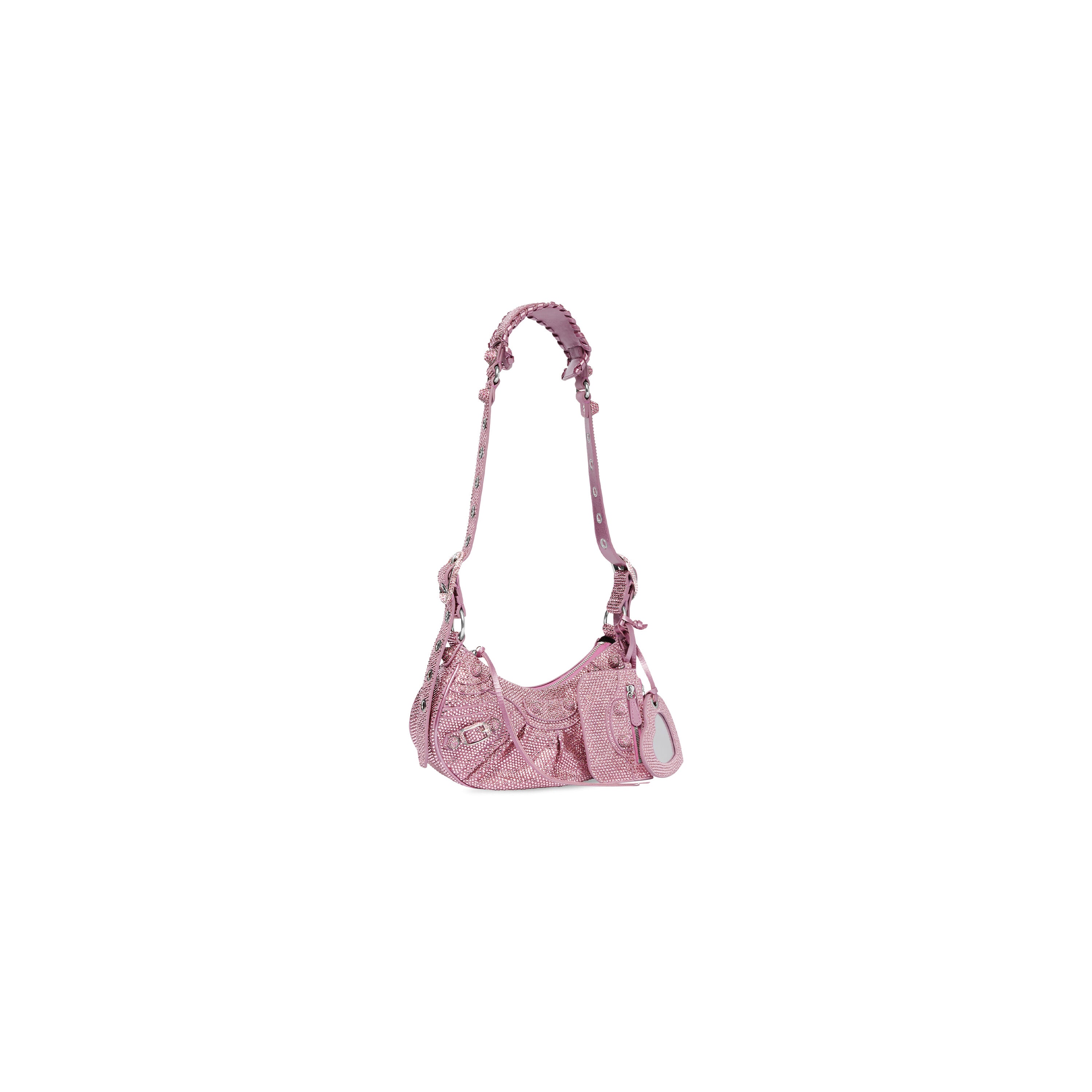 WOMEN'S LE CAGOLE XS SHOULDER BAG WITH RHINESTONES IN PINK