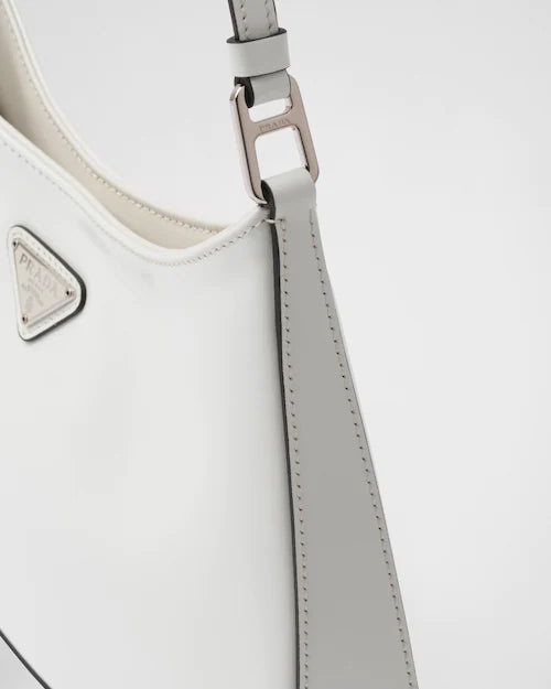 Prada Cleo brushed leather shoulder bag - White/Black