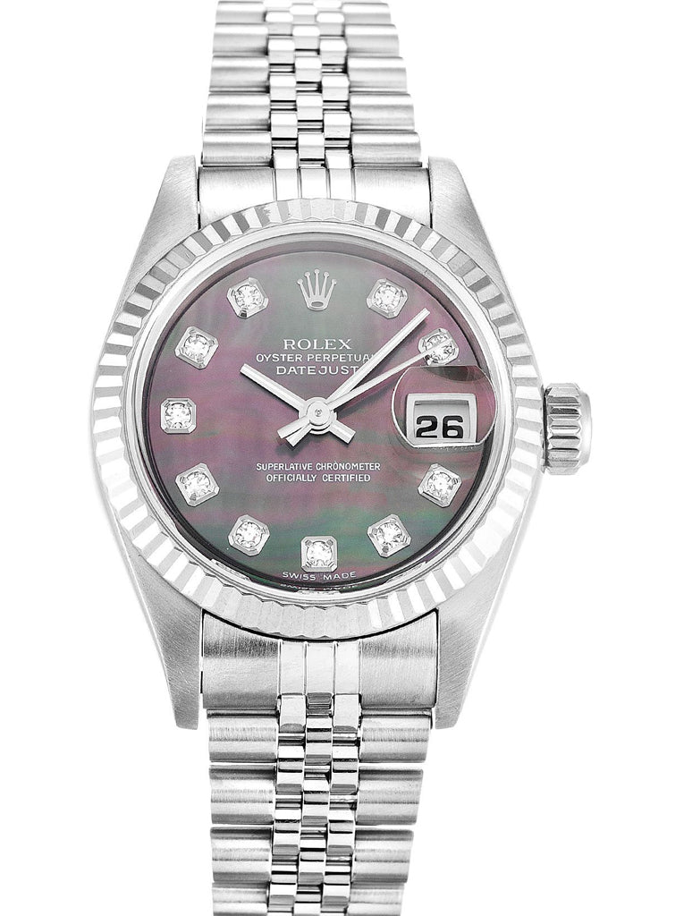 Replica Rolex Lady-Datejust 26mm Mother of Pearl – Black Dial 79174